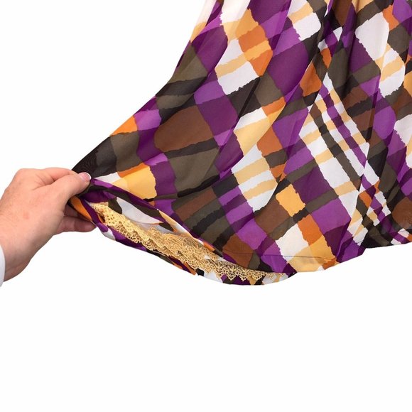 Moulinette Soeurs Anthropologie Etty Halter Dress Sz 6 Purple Orange Plaid Retro - Picture 5 of 13